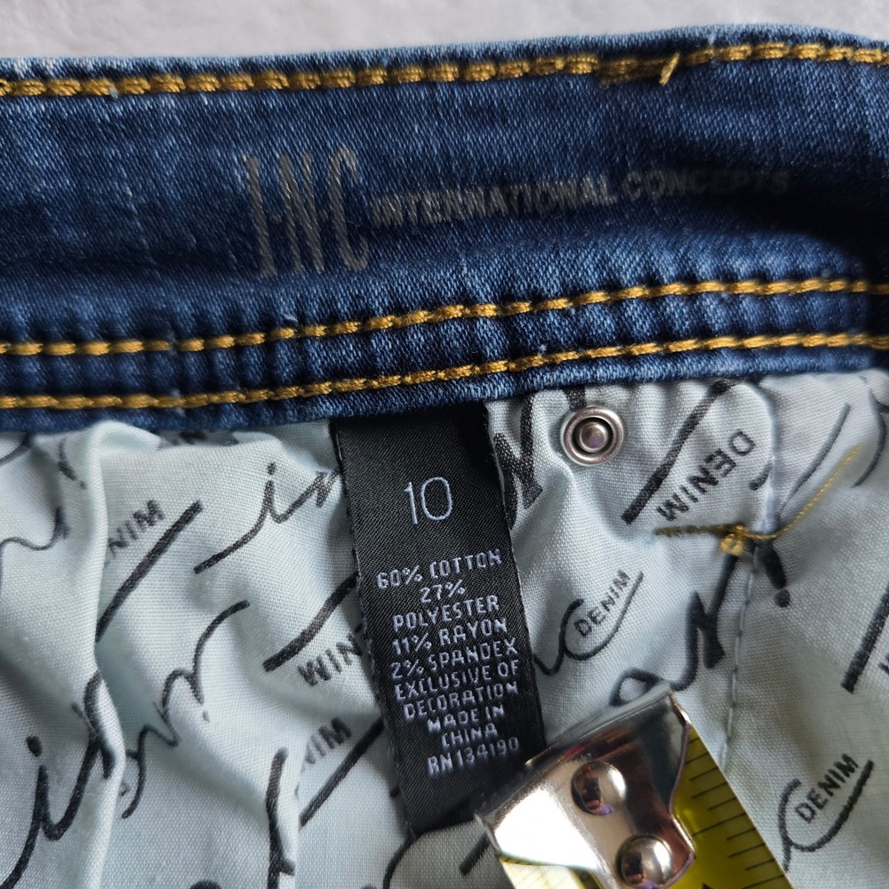 INC International Concepts Curvy Fit Skinny Leg Floral Embroidered Jeans 10 - Picture 7 of 14